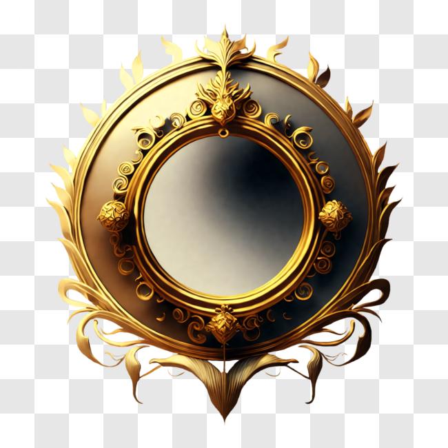 Download Round Decorative Mirror with Gold Frame PNG Online - Creative ...