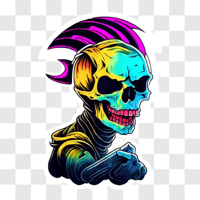 Download Skull with Mohawk Hairstyle and Guitar PNG Online - Creative ...