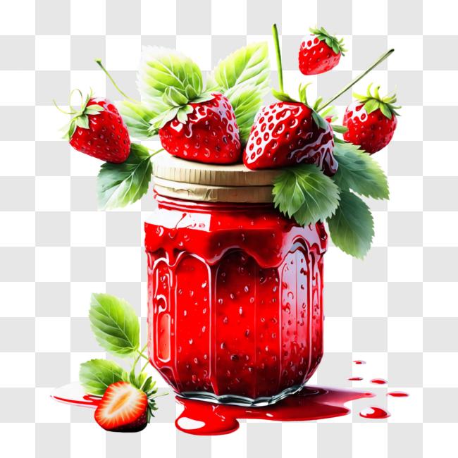 Download Jar of Strawberry Jam with Floating Strawberries PNG Online ...