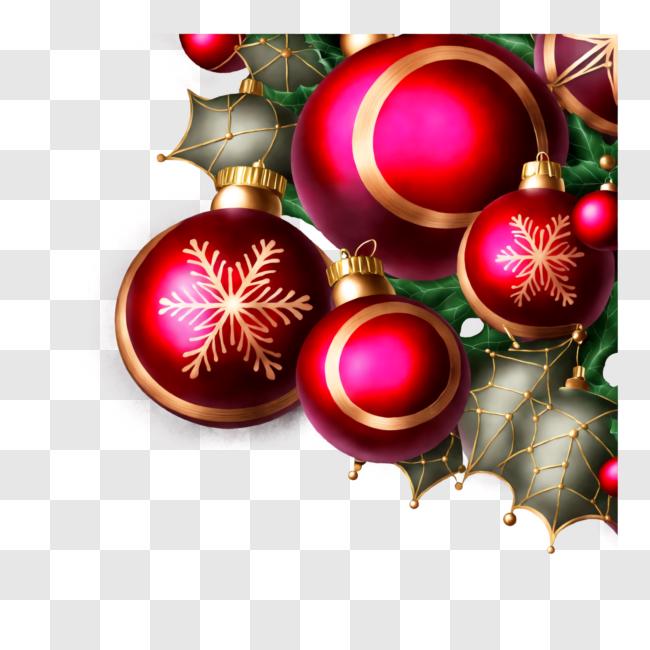 Download Red and Gold Christmas Ornaments on a Christmas Tree PNGs ...