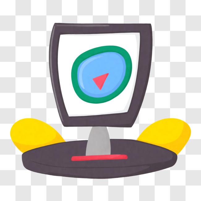 Download Computer Monitor with Red Dot on Screen PNG Online Creative