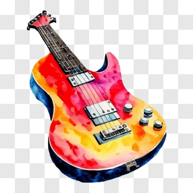 Download Colorful Watercolor Design Guitar PNG Online - Creative Fabrica