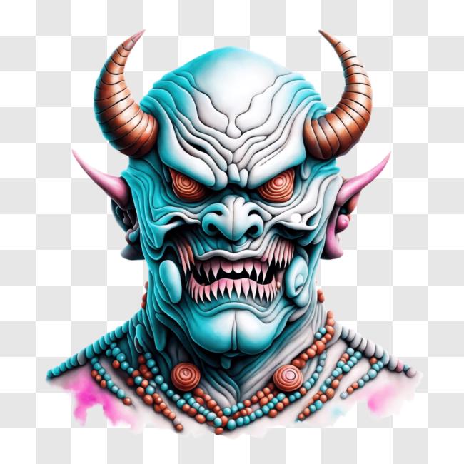 Download Menacing Blue Demon with Horns and Spiky Crown PNG Online -  Creative Fabrica