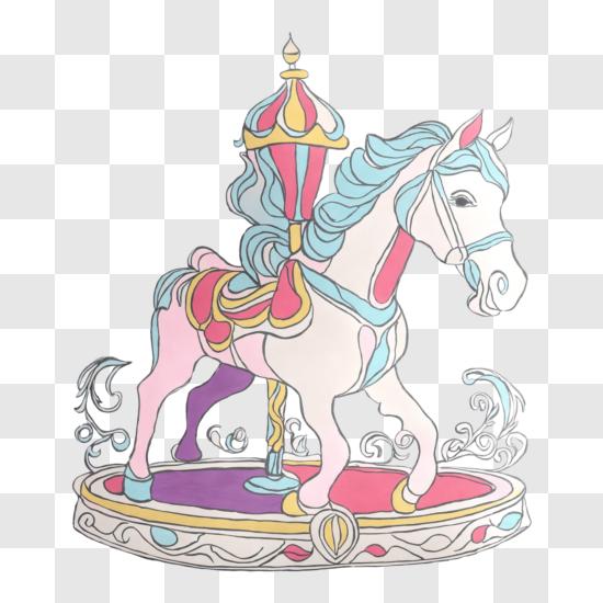 Desenho de Emoji de Cavalo Carrossel para colorir