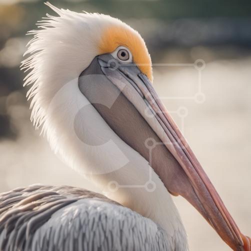 Close-up View of a Pelican's Head stock photo