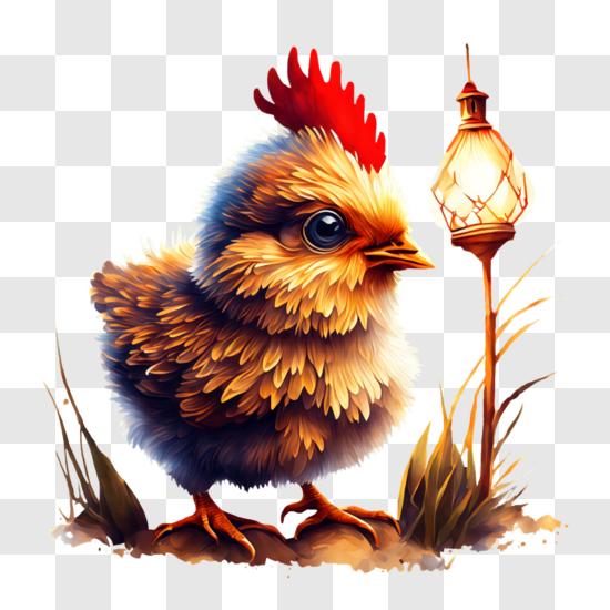 Scarica Pollo Carino e Lanterna in un Campo PNG Online - Creative Fabrica