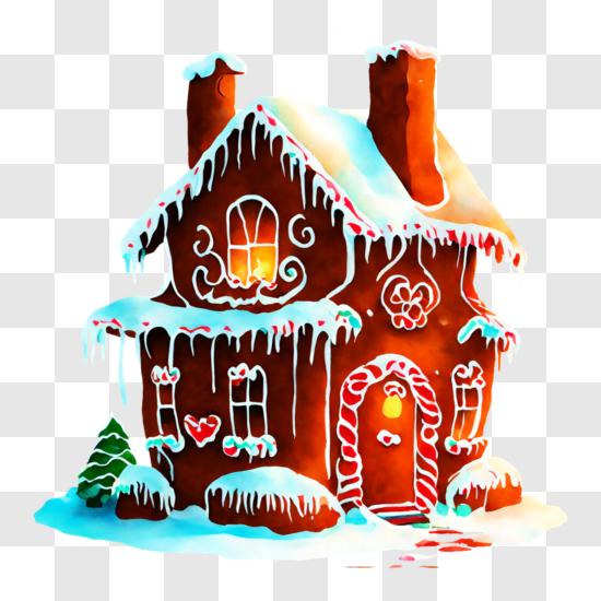 Download Gingerbread House with Candy Canes and Gumdrops PNG Online