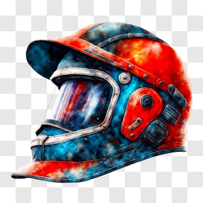 Download Motorcycle Helmet with Red, White, and Blue Color Scheme PNG