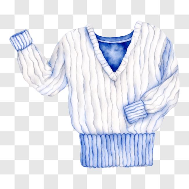 Download White Sweater with Blue Stripes PNG Online - Creative Fabrica