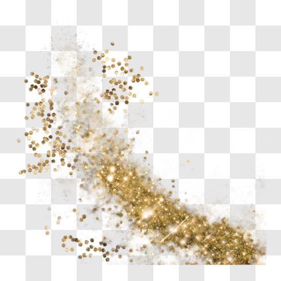 Close-up de Glitter Dourado em Fundo Preto PNG