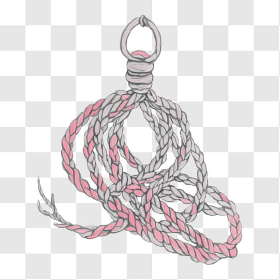 Download Pink and White Twisted Rope Hanging From a Hook PNG