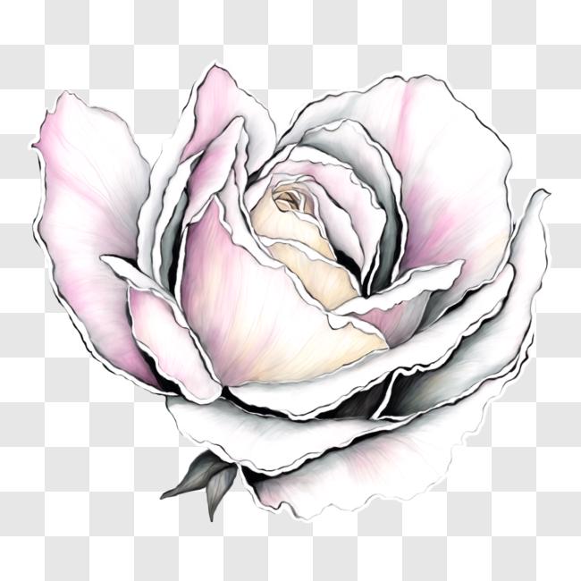 Download White Rose with Delicate Petals and Green Stem PNG Online ...