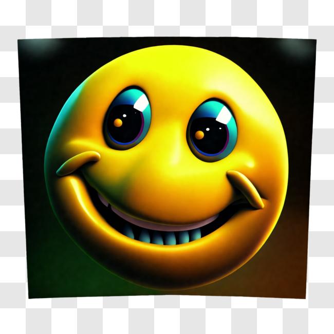 Fröhliches gelbes Smiley-Gesicht mit blauen Augen PNG online