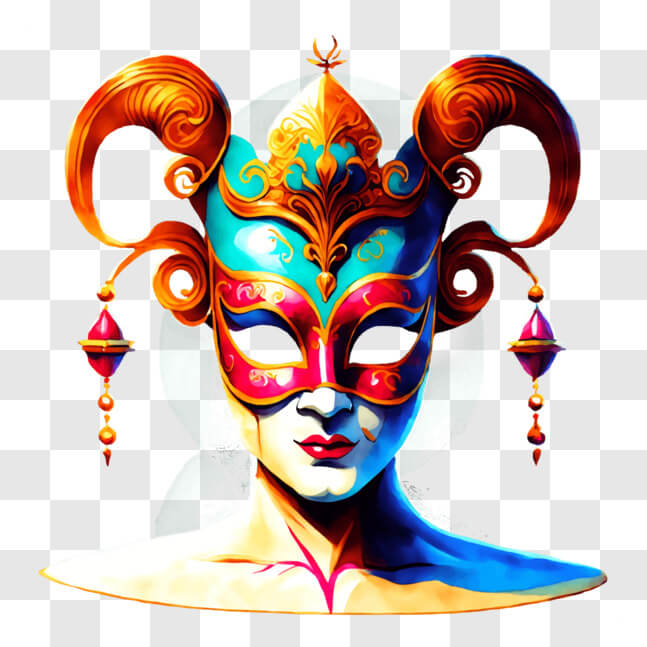Download Colorful Venetian-style Mask on a Mysterious Woman PNG Online ...
