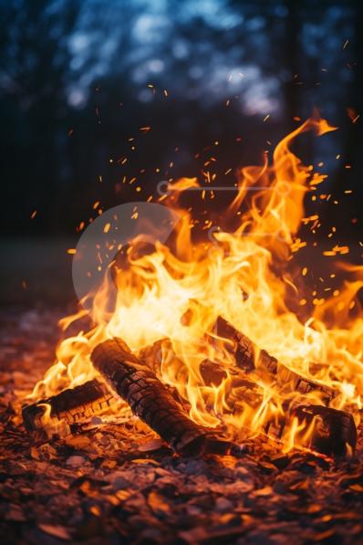 Bonfire in the Middle of a Dark Forest at Night stock photo | Creative ...