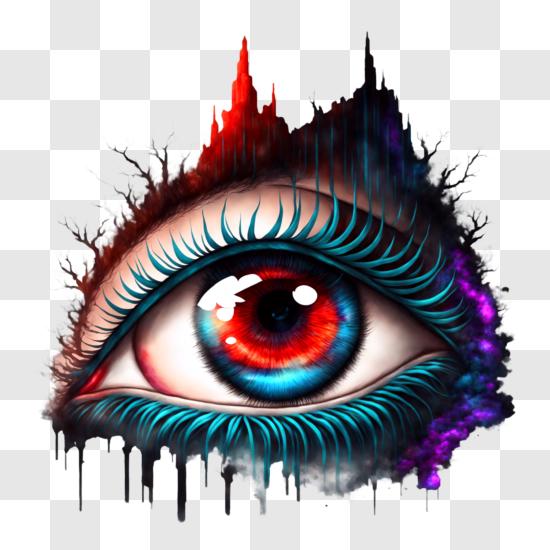 Colorful Dripping Eye Artwork PNG