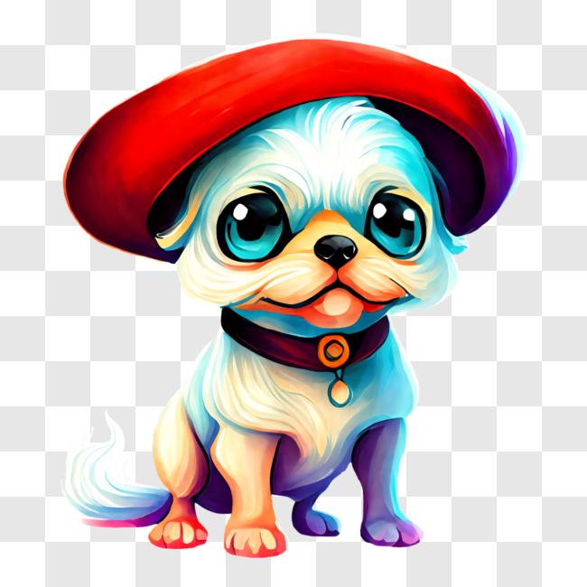 Download White Dog with Red Hat PNG Online - Creative Fabrica