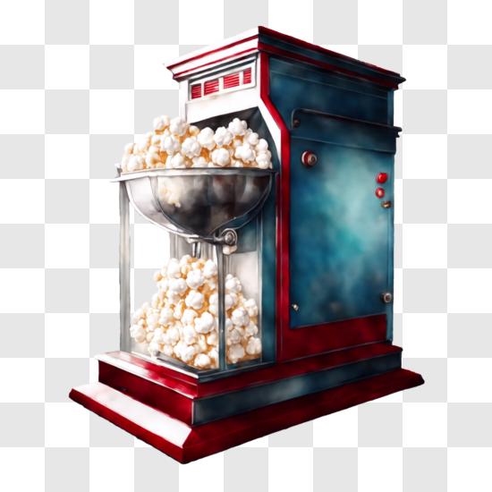 Download Popcorn Machine with Red, White, and Blue Color Scheme PNG