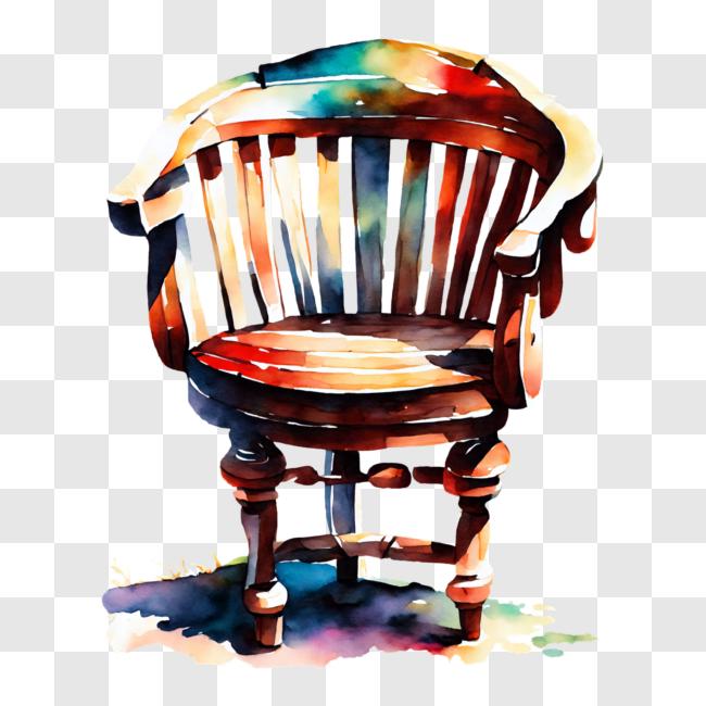 Download Old and Worn Wooden Chair with Woven Seat and Backrest PNG ...