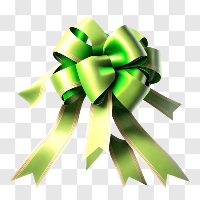 Download Green Ribbon with Bow on Black Background PNG Online