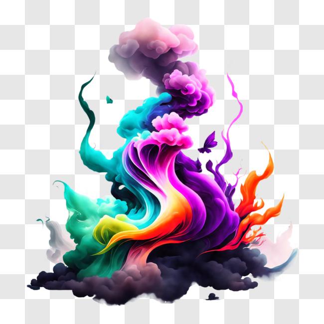 Adesivo Fumo viola e blu o trama di fiamma su uno sfondo nero. trama e arte  astratta 