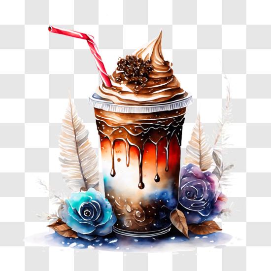 Cup of Coffee with Whipped Cream and Chocolate Sprinkles PNG