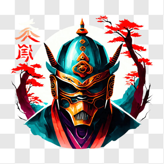 Download Samurai Warrior with Horned Helmet and Armor PNG Online ...