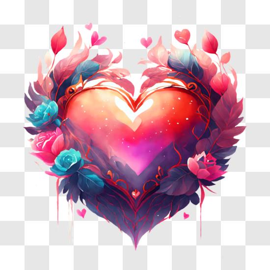 Download Heart-shaped Design with Flowers PNG Online - Creative