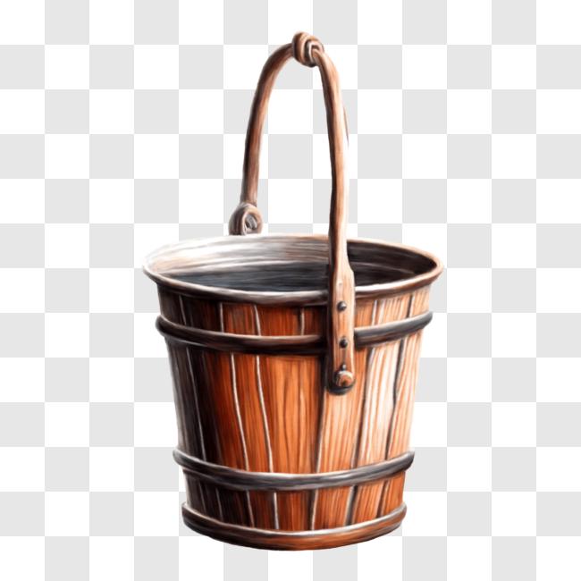 Download Wooden Bucket with Handle and Lid PNG Online Creative Fabrica