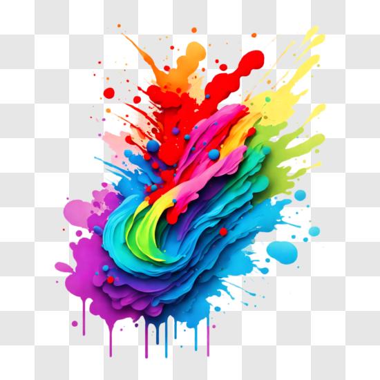 Colorful Paint Splash on Black Background PNG