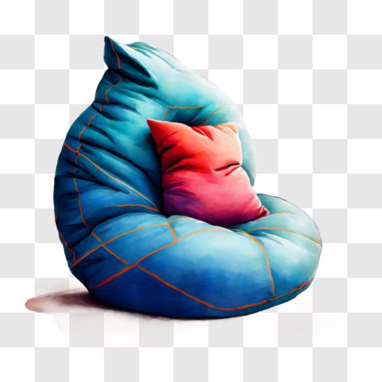 Download Modern and EyeCatching Red and Blue Bean Bag Chair PNG Online