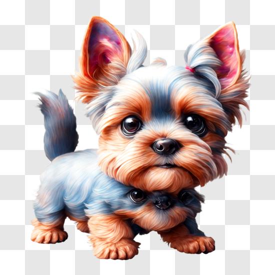 Cute Yorkshire Terrier Dog Standing on Hind Legs PNG