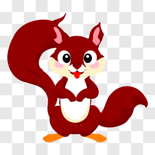 Download Cartoon red squirrel with a nut PNG Online - Creative Fabrica