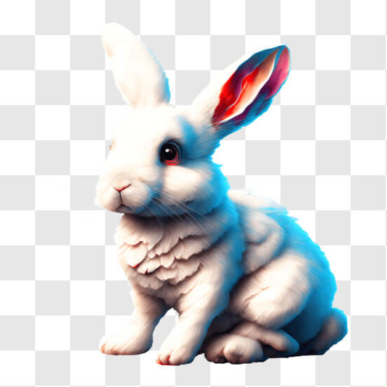 Scarica Adorabile Coniglio Bianco con Orecchie e Naso Rosa PNG Online -  Creative Fabrica