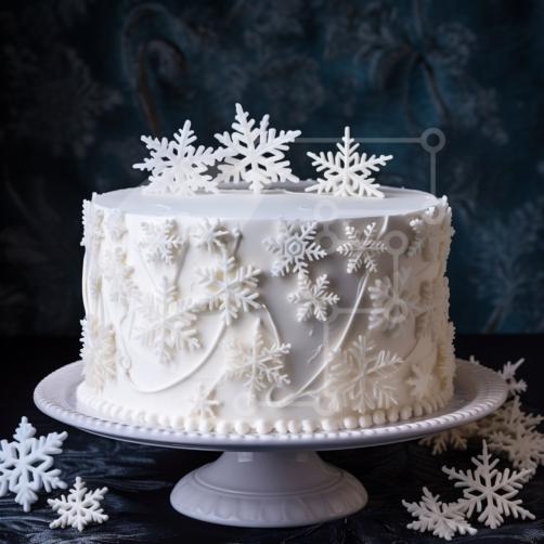 White Snowflake Cake {Winter Cake} - CakeWhiz
