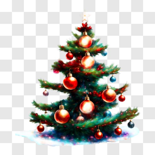 Download Festive Christmas Tree with Ornaments PNG Online - Creative ...