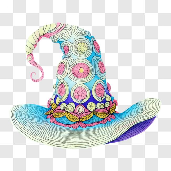 Download Colorful Wizard's Hat with Floral Pattern PNG Online ...