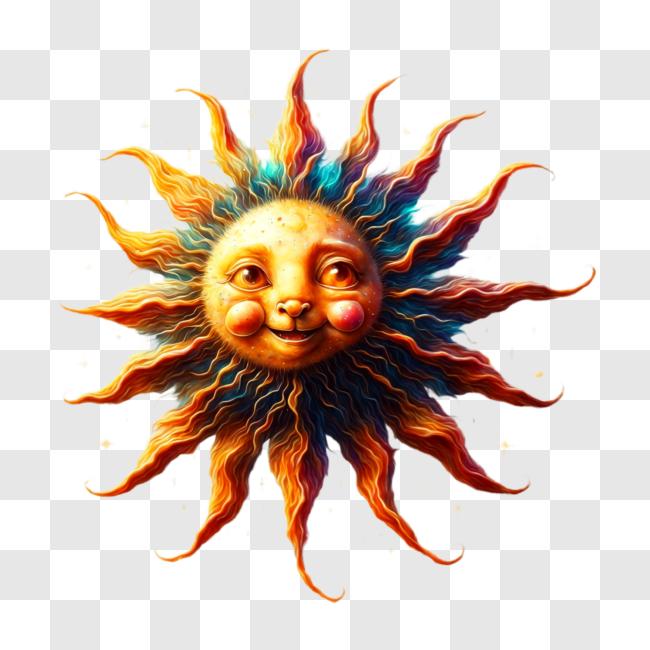 Download Whimsical Sun with Smiling Face and Stars PNG Online ...