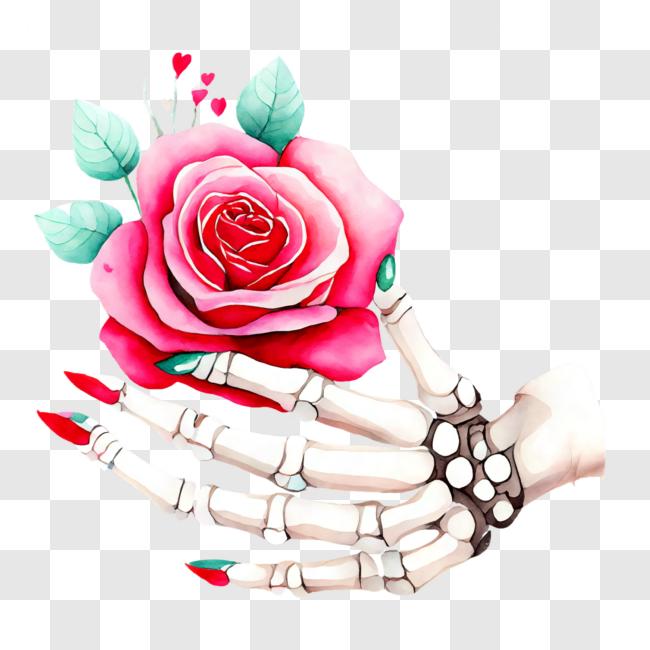 Pink Rose Skel Hand Clip