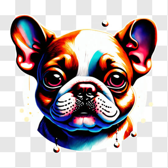Scarica Bulldog Francese felice con naso rosa e lingua fuori PNG Online -  Creative Fabrica