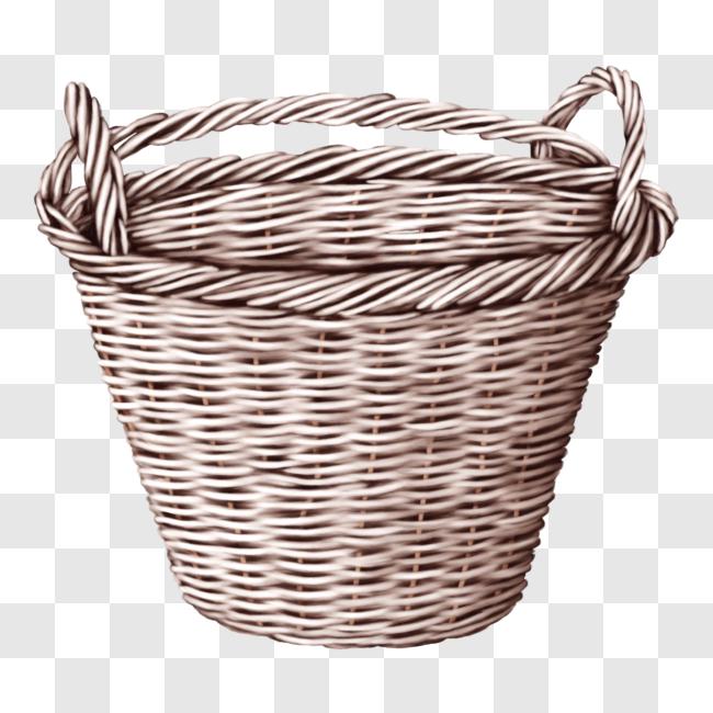 Download Wicker Basket with Rope Handle PNG Online Creative Fabrica