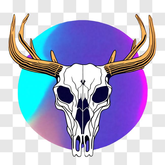 Download White Deer Skull with Antlers on Black Background PNG Online