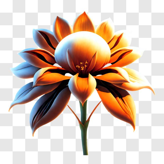 Download Closeup view of an Orange Flower with Yellow Center PNG