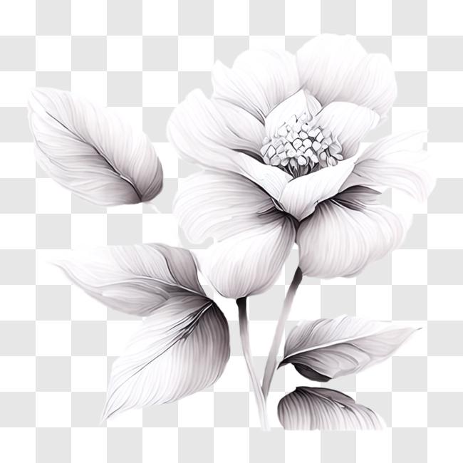 Download White Flower with Petals on Black Background PNG Online ...