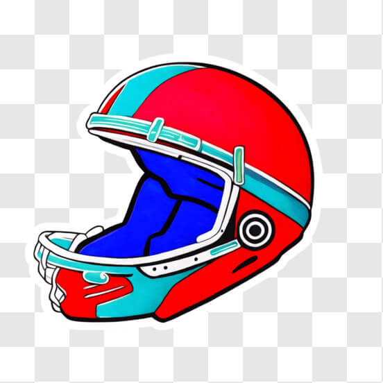 Football-Helm-Aufkleber oder -Abziehbild in Rot und Blau PNG