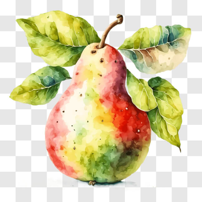 Download Ripe Pear with Green Leaves on Branches PNGs Online - Creative ...