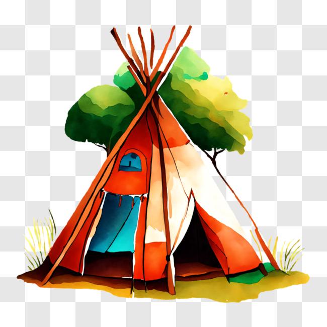 Download Traditional Native American Teepee in a Natural Setting PNG