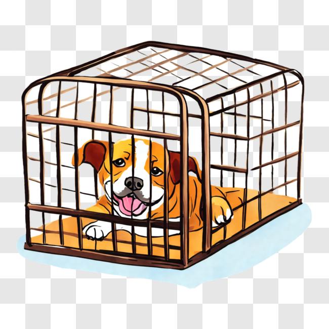 Download Dog in a Cage with Open Door PNG Online Creative Fabrica