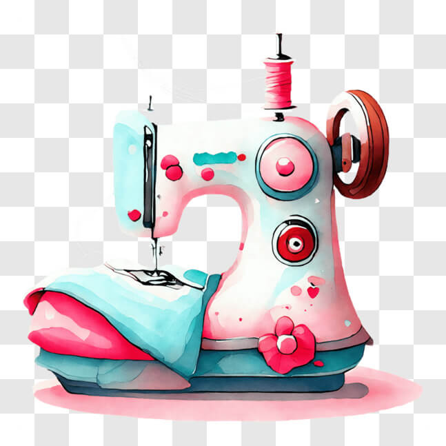 Download Pink and Blue Sewing Machine with Spool of Thread PNGs Online ...