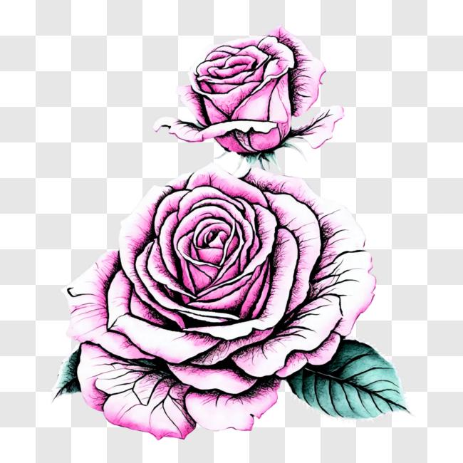 Download Two Pink Roses on Black Background PNG Online - Creative Fabrica
